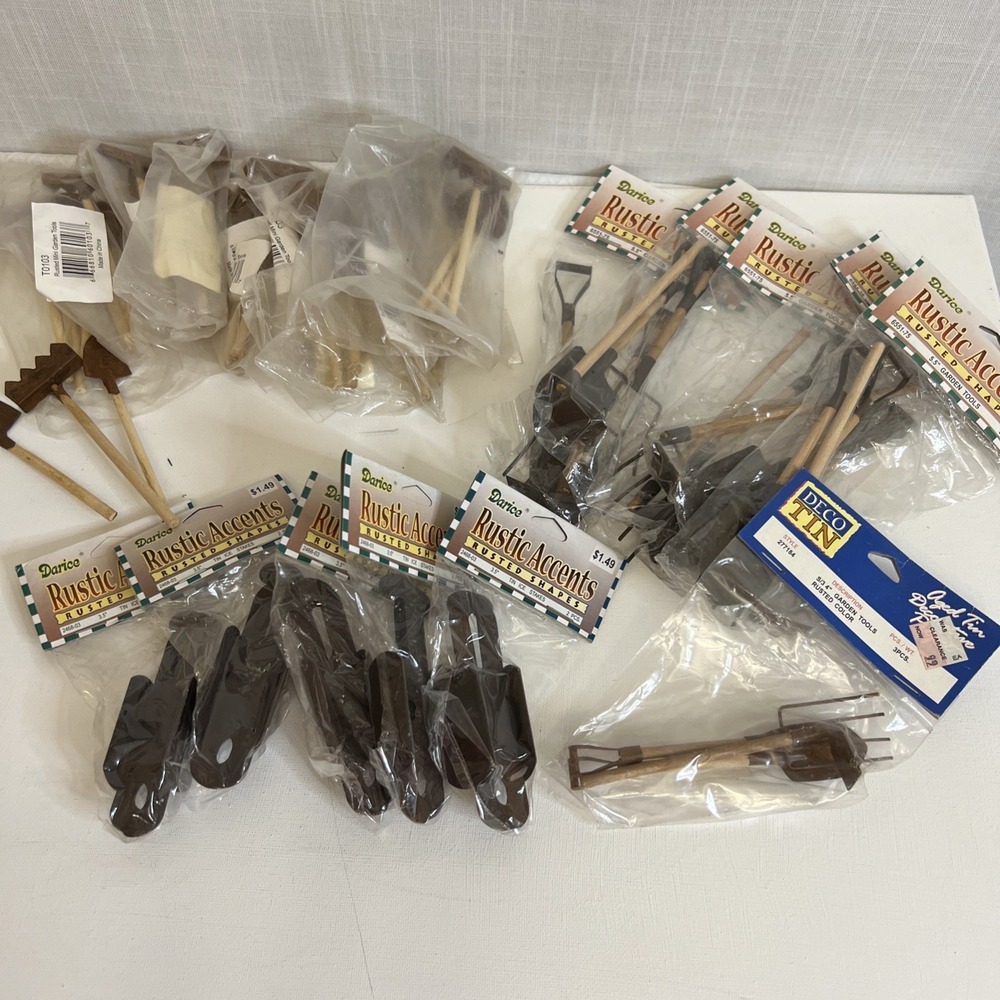 Mixed Rustic Craft Lot Garden Tools Ice Skates Rusted Look